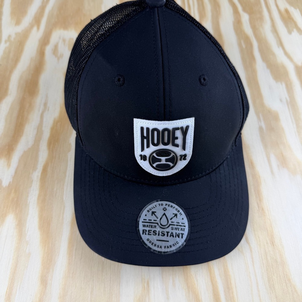 Hooey Odessa Black Trucker Hat Water Resistant Mesh Snapback Cap 1872 Logo